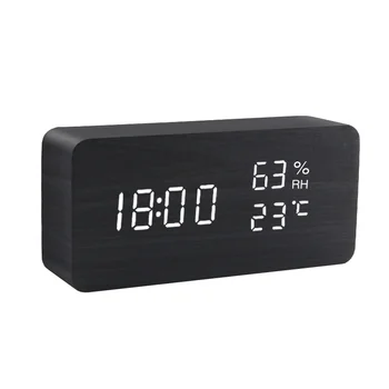 Ceas cu alarmă Digital cu LED-uri din Lemn USB/AAA Alimentat Tabelul Ceas Cu Temperatura Umiditate de Control Vocal Amânare Electronice de Birou Ceasuri