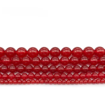 Rotundă naturală de culoare Roșu Închis Calcedonie Liber Șirag de mărgele Material Semi-finite DIY Brățară de sex Feminin Manual Șir Colier Accesorii