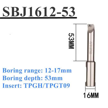 1 buc SBJ1612-53 plictisitor bar, utilizarea cu NBJ16 cap plictisitor, plictisitor gaura gama: 12-17mm, plictisitor adâncime 53mm, indexabile plictisitor bar