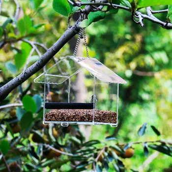 1 Set Practic De Mâncare De Păsări Alimentator Convenabil Decorative Acrilice În Aer Liber Agățat Alimentator De Pasăre Casa