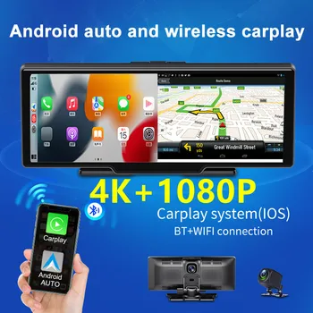 10.26 Inch Dash Cam Retrovizoare Camera Wifi Carplay si Android Auto 4K DVR Navigare GPS Recorder Video Auto Dvr Oglinda Dual Len AUX