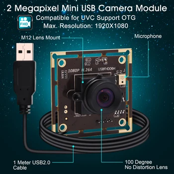 1080P Webcam USB 1920*1080, H. 264 30fps IMX322 iluminare Scăzută Niciun fel de denaturare Mini PC Camera Web