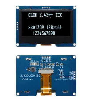 2.42 inch 4PIN Alb/Albastru/Galben/Verde Display OLED Ecran SSD1309 Conduce IC 128*64 IIC Interfață