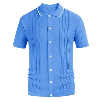 2023 Tricot Polo Tricou Casual, Butonul de Jos de Culoare Solidă Maneca Scurta pentru Bărbați Respirabil Streetwear M-3XL Bărbați Îmbrăcăminte de Lux
