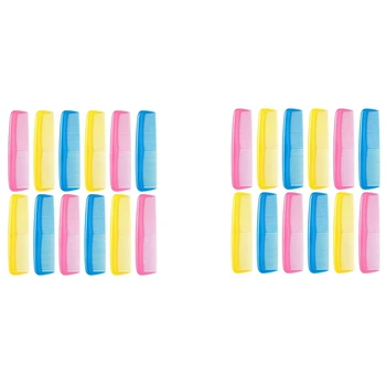 24 De Piese Colorate Piepteni Set Pentru Copii Femei Barbati Colorate De Plastic Sos Fin Pieptene (Roz, Galben, Albastru)