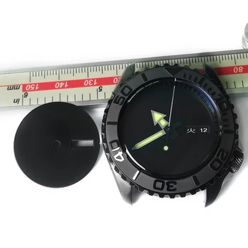 28.5 mm Negru Cadran de Ceas Calendar Dublu Geam Cadran Pentru NH35 Mișcarea Pentru Seiko SKX007/009 Caz Ceas 3.8 ora Modificate Parte