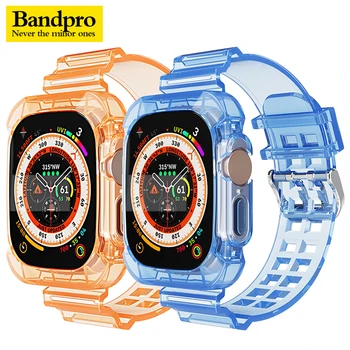 2IN1 Curea de ceas Caz pentru iwatch Serie SE 49mm Clar Transparent Bratara pentru Apple Watch 8 7 6 5 4 3 2 38mm 40 42mm Apple Trupa