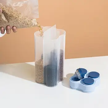 4 Grila De Plastic Cutie De Depozitare Cereale Container Clar Umiditate-Dovada Boabe De Cereale Distribuitor Produse Alimentare Container Rezervor Organizator Frigider