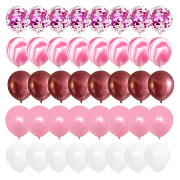 40Pcs 10Inch Roz Albastru Baloane Set de Confetti Agat Latex, Baloane pentru Petrecere Copil de Dus de Nunta Decor Baloane Pastel