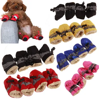 4buc Antiderapante Catelus Pantofi Impermeabil de Iarna Câine de Companie Anti-alunecare Ploaie Cizme de Zapada Încălțăminte Groasă Cald Pentru Prewalkers Șosete Papuceii