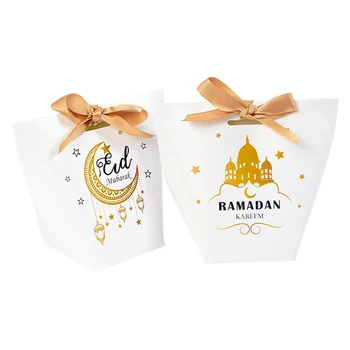 5/10buc Mini Eid Mubarak Punga cu Dulciuri Ramadan Kareem Saci Goodie Cu Bowknot Musulman Cadou de Ambalare Sac Islamic Consumabile Eid Favoruri