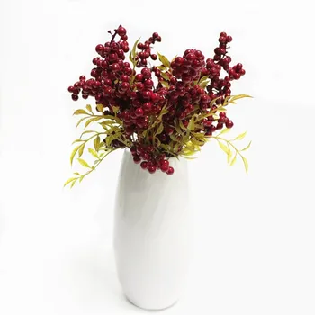 6piese Bean ramuri de simulare flori fasole Crăciun fructe de padure de mireasa en-gros de mătase flori decor acasă