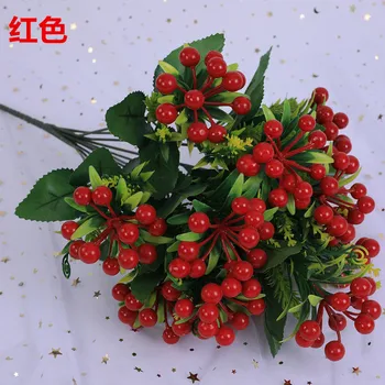 7/12Heads Artificiale Rosii Cherry Avere Buchet de Fructe de Crăciun Acasă Aranjament de Flori Decor Petrecere de Gradina Plante de Ghiveci
