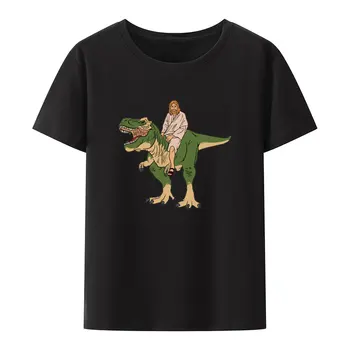 Amuzant Isus pe Dinozaur Modal Print T Shirt Creator Bărbați Femei Scurt si Desene animate Hipster Tricou Casual Confortabil Camisetas
