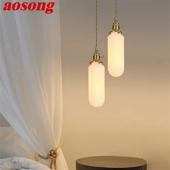 AOSONG Moderne Alamă Pandantiv Lumina LED Nordic Creative pur și Simplu Ceramica Lampă de Agățat Pentru Casa Sufragerie, Dormitor, Noptiera