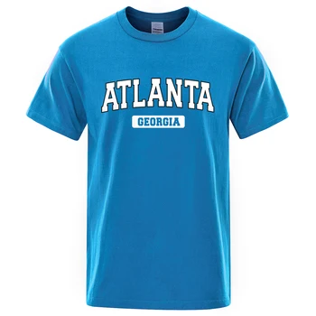 Atlanta, Georgia, Statele Unite Ale Americii Oraș Scrisoare Topuri Bărbați Vară Oversize T-Shirt Bumbac Vrac Camasi Moda Respirabil De Sex Masculin Mâneci Scurte