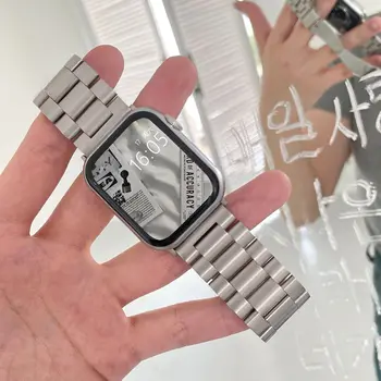 Bratara argint Pentru Apple Watch Trupe de Metal 8 7 6 3 4 5 SE Inoxidabil Curea din Otel Pentru iWatch Ultra 49mm 41mm 45 40mm 38mm 44 42mm