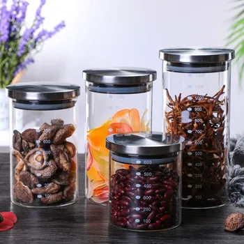 Bucătărie Nouă Sticlă Borcan Sigilat Alimentare Cutie De Depozitare Pentru Condimente Bomboane De Fasole Nuci Acasă Organizație Cu Capace De Ceai Și Cafea Container Sigilat