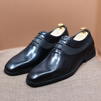 Bărbați clasic Rochie Pantofi de Piele de Vaca Plain Toe Designer Oxford Lace Up Manual Birou Petrecere de Nunta, Costum de damă Pantofi pentru Bărbați