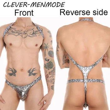 Bărbați Sexy Lenjerie Tanga cu model Deschis-Spate Salopeta T Înapoi Fese Goale Bikini Jambiere Homo Sexuale Lenjerie Sissy Îmbrăcăminte