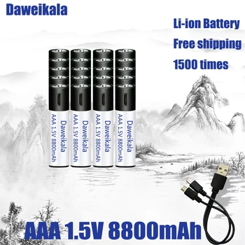 Capacitate mare de 1.5 V AAA8800 mWh USB baterie reîncărcabilă li-ion baterie pentru telecomanda mouse-ul mic ventilator Electric jucărie baterie + Cablu