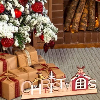 Casa de crăciun Petrecere de Crăciun Pandantiv Curte Fata Ornamente din Lemn Suspendate Pentru Decor Acasă Lup Ornament #t2p