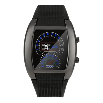 Ceas cu Led pentru Bărbați Ceas Digital Flash de Lumină Turbo Vitezometru Mașină Sport cu Cadran Pătrat Ceas Rulează Relogio Digitale Ceasuri Pentru Barbati