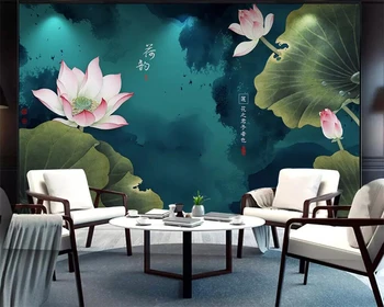 Chineză murală tapet de cerneală de cerneală lotus lotus camera de zi dormitor fundal decorare perete pictura TV 3d fundal