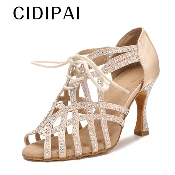 CIDIPAI Femei latine Dans Pantofi Negru Talpa Moale de Bal Pantofi de Dans de Vals SalsaTango Cha-Cha, Rumba Pantofi Diamant Sandale
