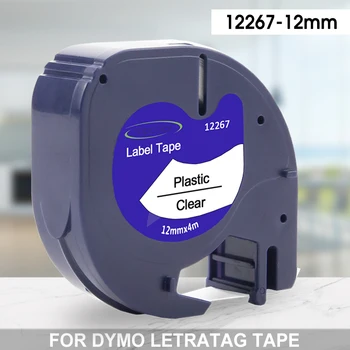 Compatibil Dymo 12267 Letratag Eticheta Caseta 12 Negru pe Transparent Eticheta Autocolant pentru Dymo Letratag Imprimantă de Etichete LT100H LT-100H