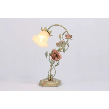Coreea de flori de gradina lampa de birou Fată Dormitor de Printesa dormitor lampă de noptieră romantic rose sticlă lampă de birou