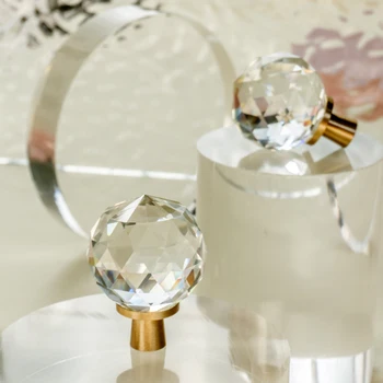 Cristal Dulap Mânerul Ușii High-end, Multi-fațete de Lumină Cabinet Modern de Lux Transparent Maner din Alama masiva, de uz Casnic Hardware