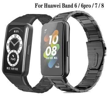 Curea de Metal Pentru Huawei Band 6 7 8 Watchband Brățară din Oțel Inoxidabil Pentru Banda de 6 Pro Trupa de înlocuire Onoare Trupa 6 7 Bratara