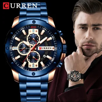 CURREN Bărbați ceasuri de Moda de Lux Om Cuarț Ceas din Oțel Inoxidabil Trupa Cronograf Ceas Ceas Pentru Bărbați Impermeabil reloj