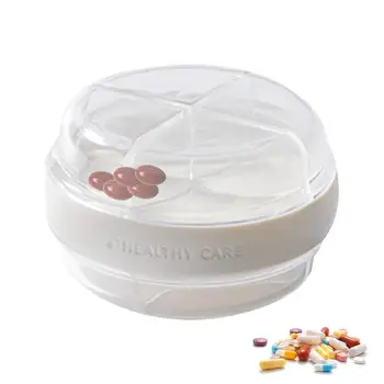 Cutie Rotunda De Călătorie Mini Cutie Dublu-Strat 4 Compartimentul De Călătorie Pastile Caz Organizator Medicamente Dozator Suport Pentru Până La