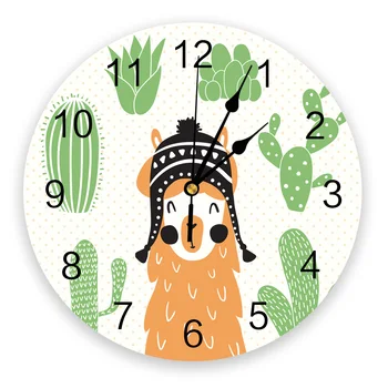 Cămilă Cactus Val Dot Drăguț Ceas De Perete Dormitor Bucătărie Mare Și Modernă, Mese Rotunde Ceasuri De Perete Camera De Zi Ceas De Decor Acasă