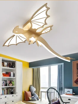 Dinozaur verde trei-dimensional dragon de foc-respirație frumoasă lampă de tavan creative băiat de desene animate dormitor pterosaur lampă de plafon