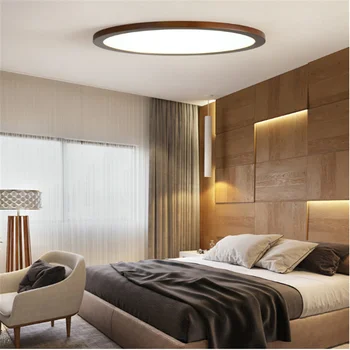 Dormitor lumina ultra-subțire creative lemn de nuc de culoare lumină living modern, simplu Nordic din lemn masiv de studiu culoar de lumină plafon
