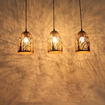 Epocă Pandantiv Lumina Nordic Poros Loft E27 LED Fier de Gravare Abajur Bar, Restaurant Lampa de Creativitate Stil Rugina Lampă de Pandantiv
