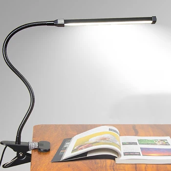 Estompat LED Lampa de Birou USB Gât Flexibil Clip-On Desktop Cartea de Citit în Lumina Negru Reglabil Biroul de Acasă de masa Decor de Masă Lampă