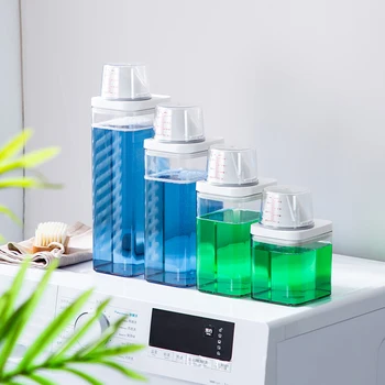 Etanș Detergent Pulbere Cutie de Depozitare Clar detergent Recipient cu Paharul de Măsurare Multifuncțional din Plastic Cereale Borcan