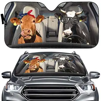 Homega Vacă Amuzant Driver Auto Parbriz Parasolar Blocuri Agricole animale de Companie Auto Universal Parasolar pentru Parbriz, Pliabil Cuplu de Animale