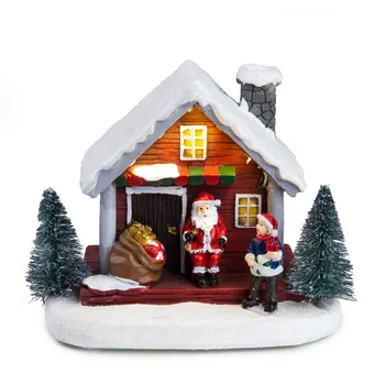 Iarnă Zăpadă De Crăciun Sat Clădire, Santa Casa, Xmas Decor, Light-Up Casă De Vacanță Ornament Cadouri