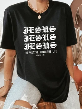 Isus, Calea, Adevărul Viața Religioasă T Shirt pentru Femei din Bumbac cu Maneci Scurte de Vară de Moda Christian Top Tee Dropshipping