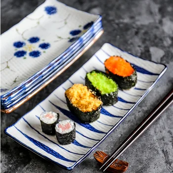 Japoneze Ceramice Sushi Platou Cu Fructe Moderne De Uz Casnic Simple Dreptunghiulare Găluște Japoneze Alimente Prajite Fel De Mâncare De Pește Bucatarie Tacamuri