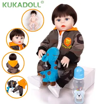 KUKADOLL 19 Inch Renăscut Baby Boy Papusa Plina de Silicon Vinil Corpul 49 CM Realiste Păpușă Jucărie Pentru Copii, Zi de Naștere Prezent