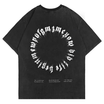 LACIBLE Bărbați Hip Hop Harajuku Spălat Tricou Streetwear Scrisoare de Imprimare T-Shirt Bumbac Casual 2021 Vara Maneca Scurta Tricou Negru