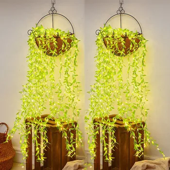 LED Artificiale Ivy Salcie Ghirlanda Fals Viță-de-vie Șir de Lumini Verde Agățat de Plante Zână Lumini pentru Perete Petrecere de Nunta Decor Acasă
