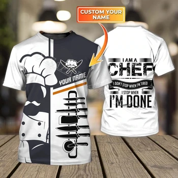 Maestru bucătar Ocupație Personalizate Customed 3D Imprimate de Înaltă Calitate T-shirt de Vară Gât Rotund Bărbați Femei Top Casual-10