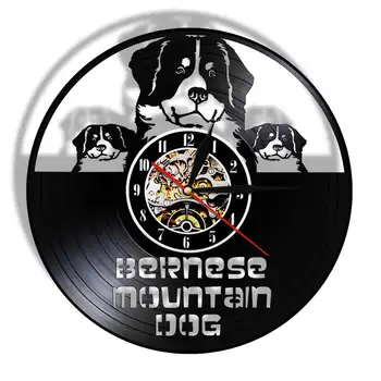 Mai Mare Bernese Mountain Dog Design Vinil Ceas De Perete Non-Bifarea Animale De Perete Decor Frumos Cadou Ceasuri De Perete Pentru Camera De Zi